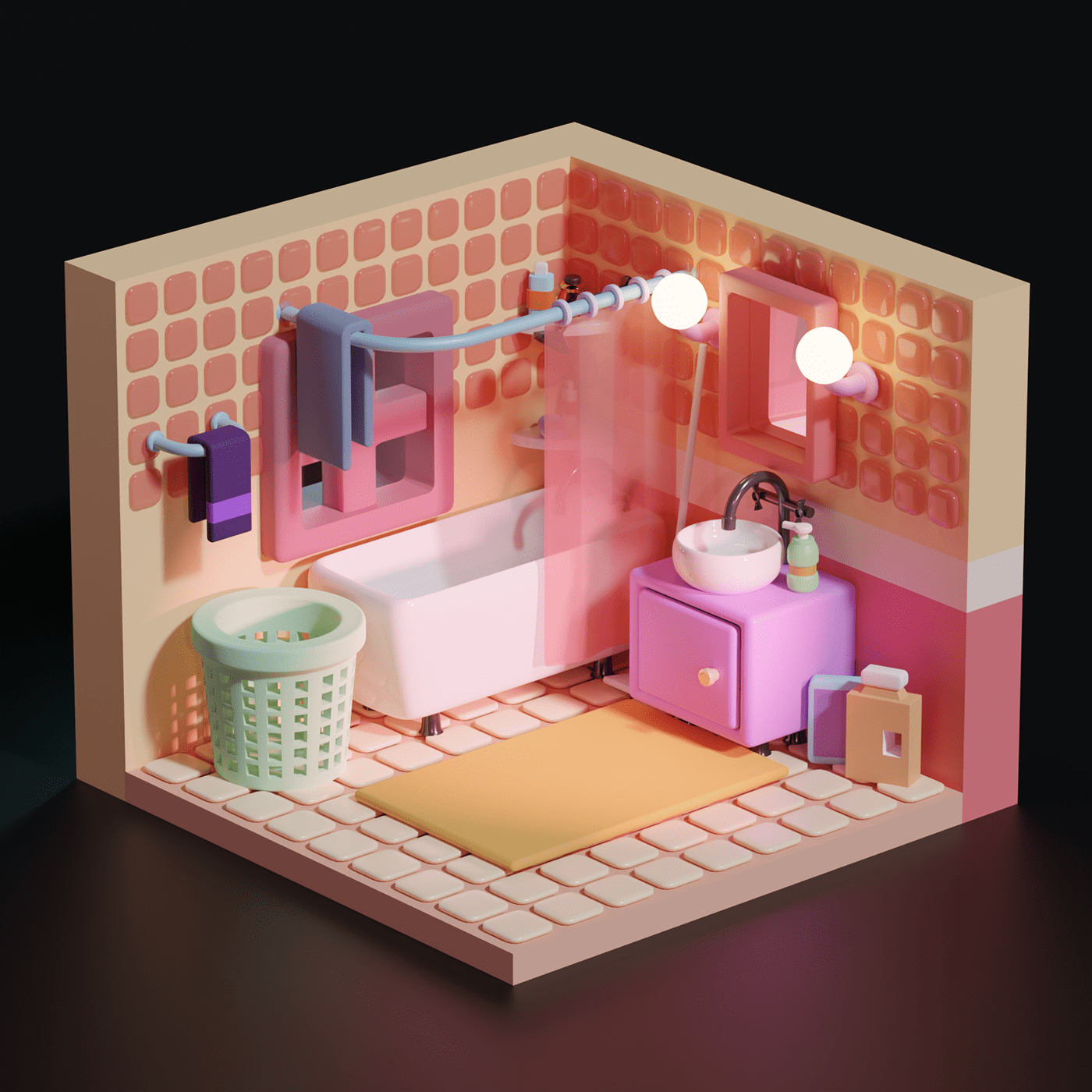 Isometric Bathroom in Blender — Dprofile