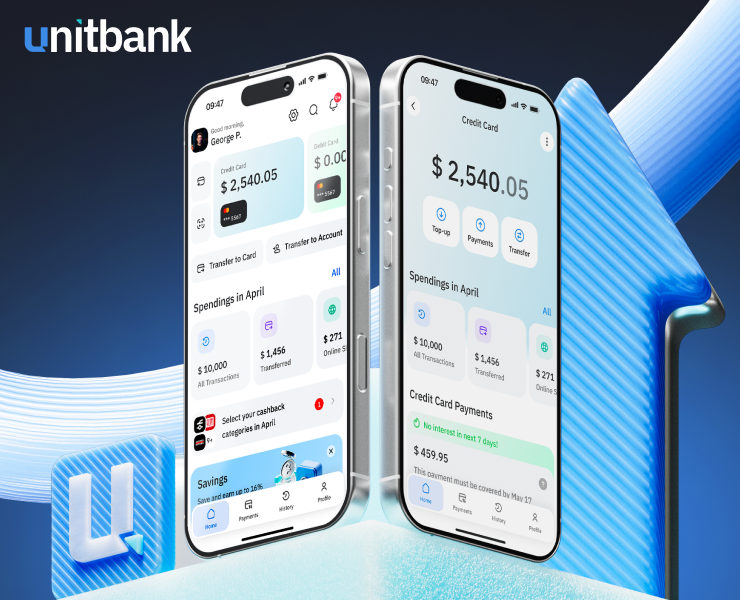 UnitBank Armenia — Fintech App Design Concept — Интерфейсы, Иллюстрация на Dprofile