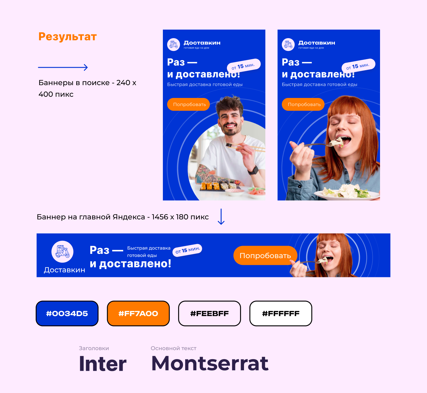 Рекламные баннеры Яндекса для доставки готовой еды — Dprofile