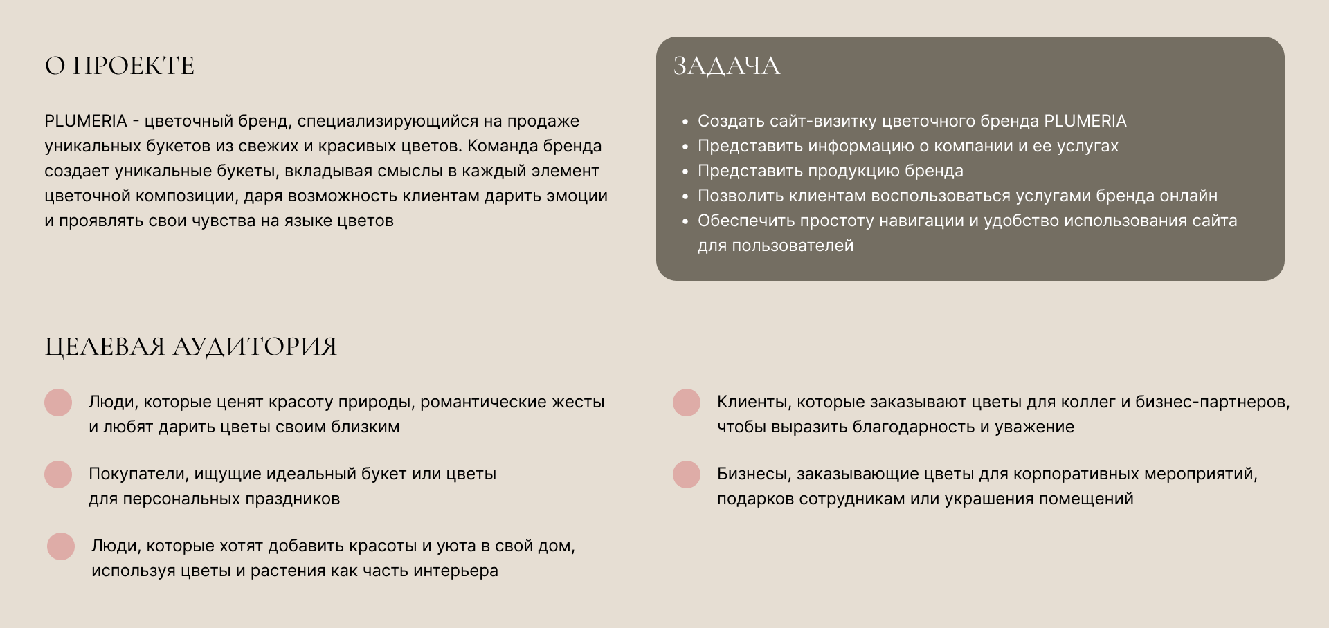 Концепт сайта-визитки цветочного бренда | Landing page — Dprofile