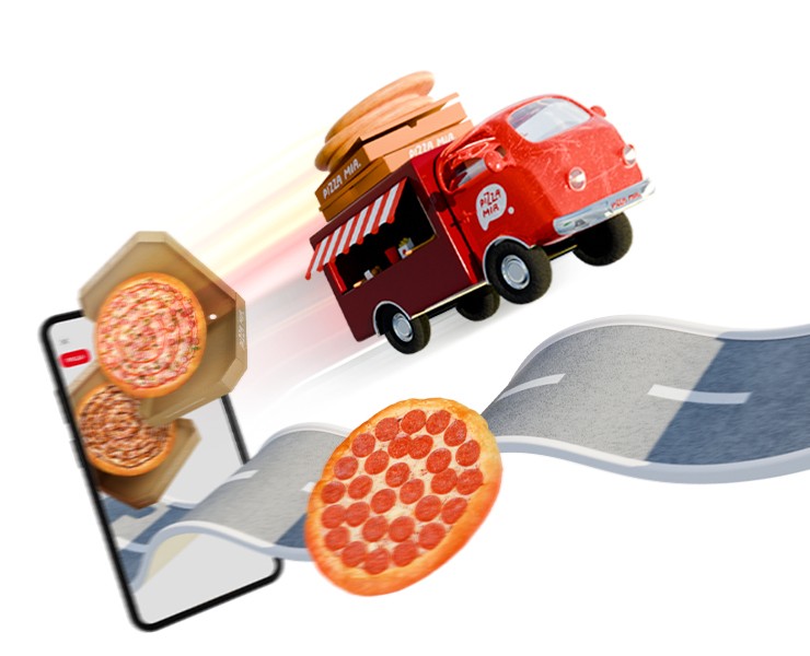 Курьерская машинка Pizza Mia — Иллюстрация, Анимация на Dprofile