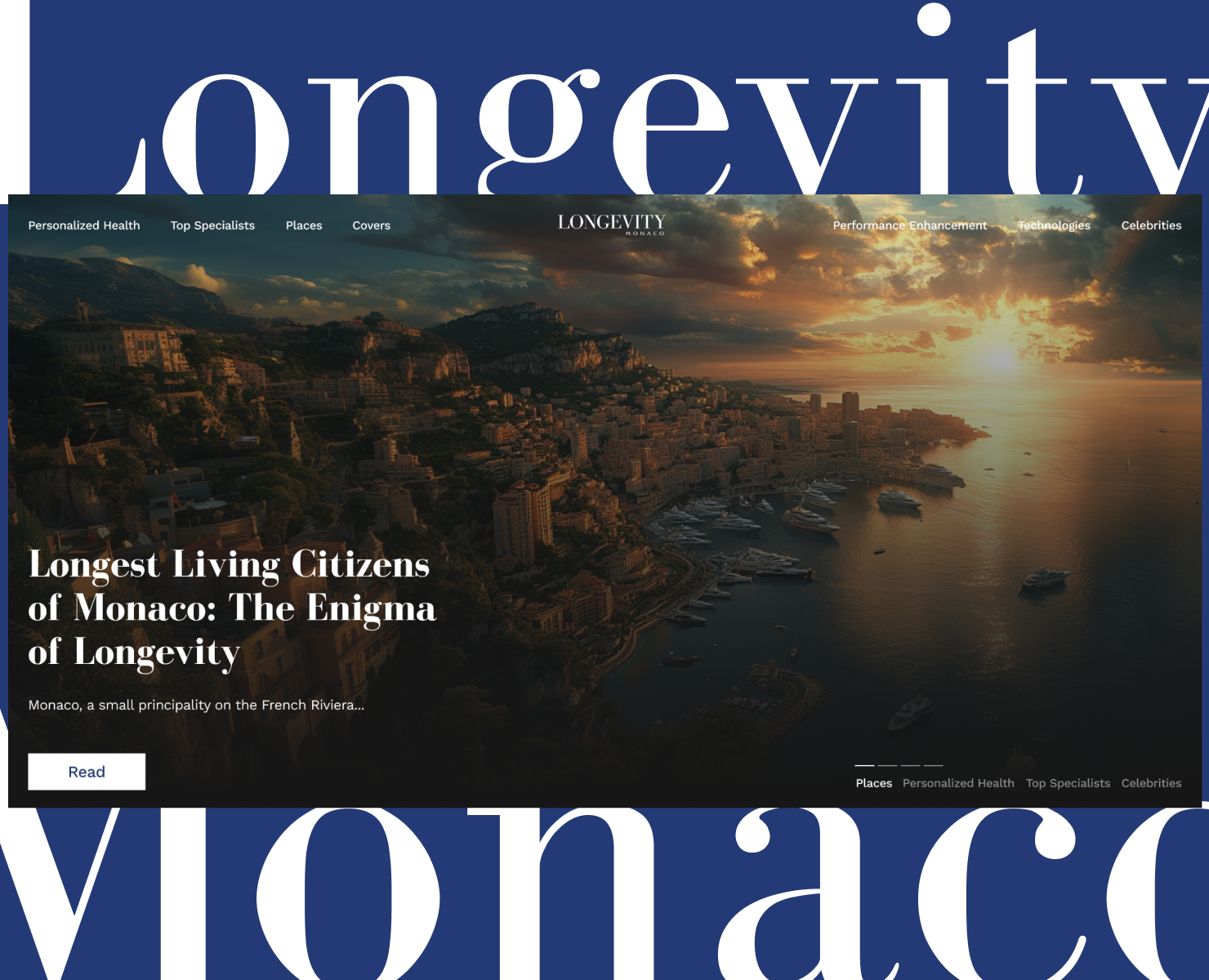 Longevity Monaco | Website design online–magazine — Интерфейсы, Брендинг на Dprofile