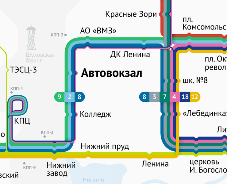 Схема движения городского транспорта Выксы — Интерфейсы, Графика на Dprofile