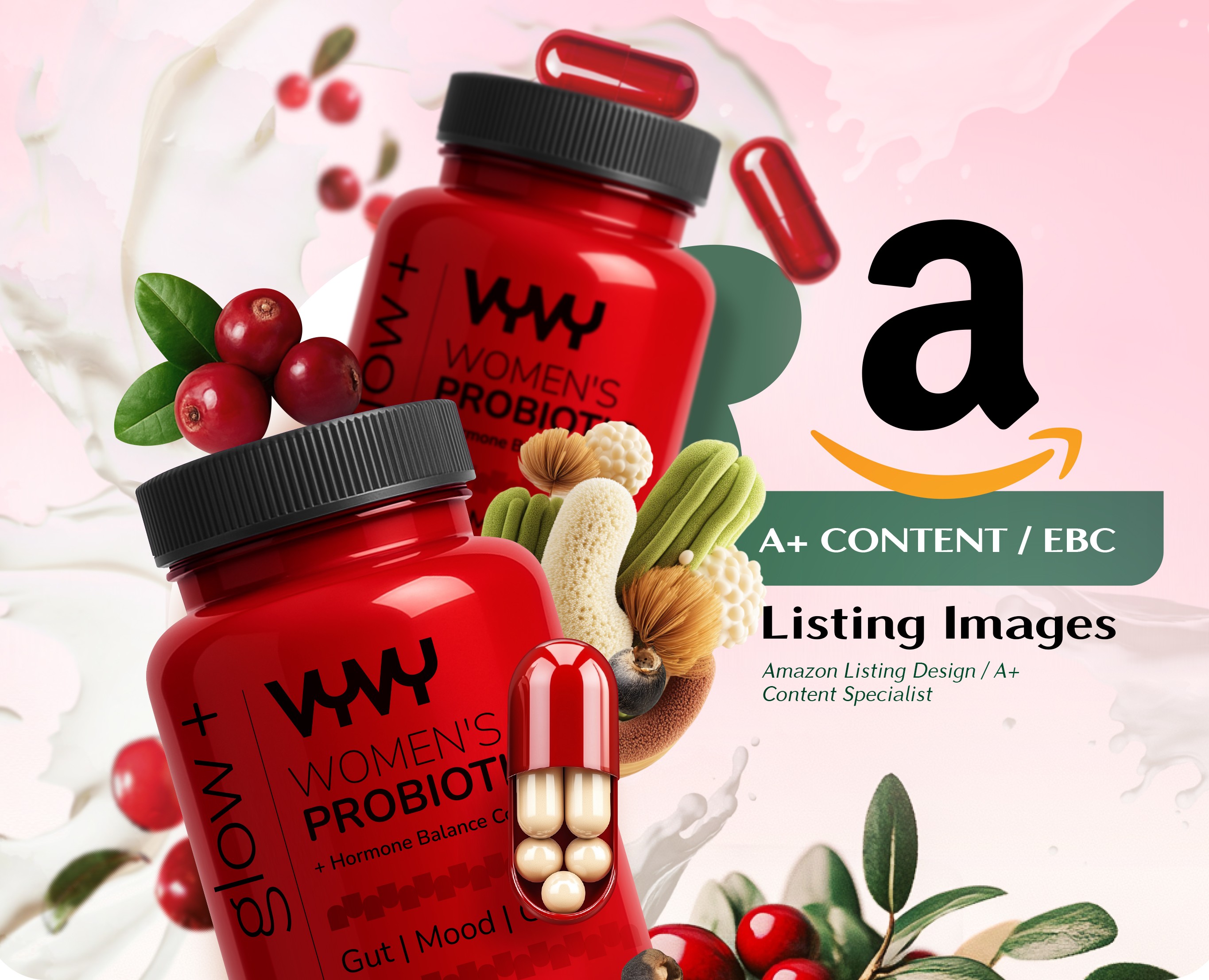 Инфографика для пробиотика на Amazon — Брендинг, Графика на Dprofile