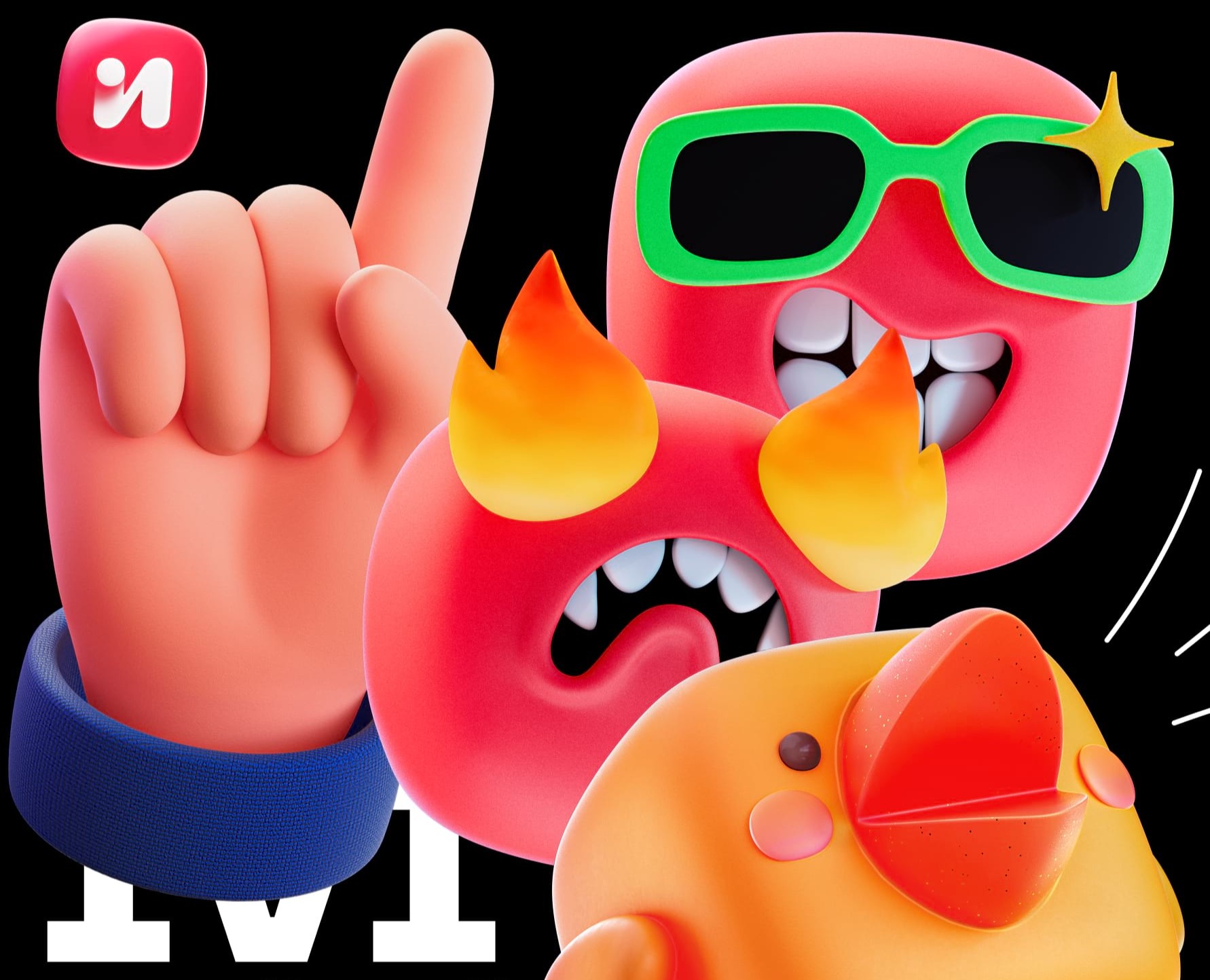 3D-иконки и визуальный стиль для онлайн-кинотеатра IVI — Иллюстрация, 3D на Dprofile